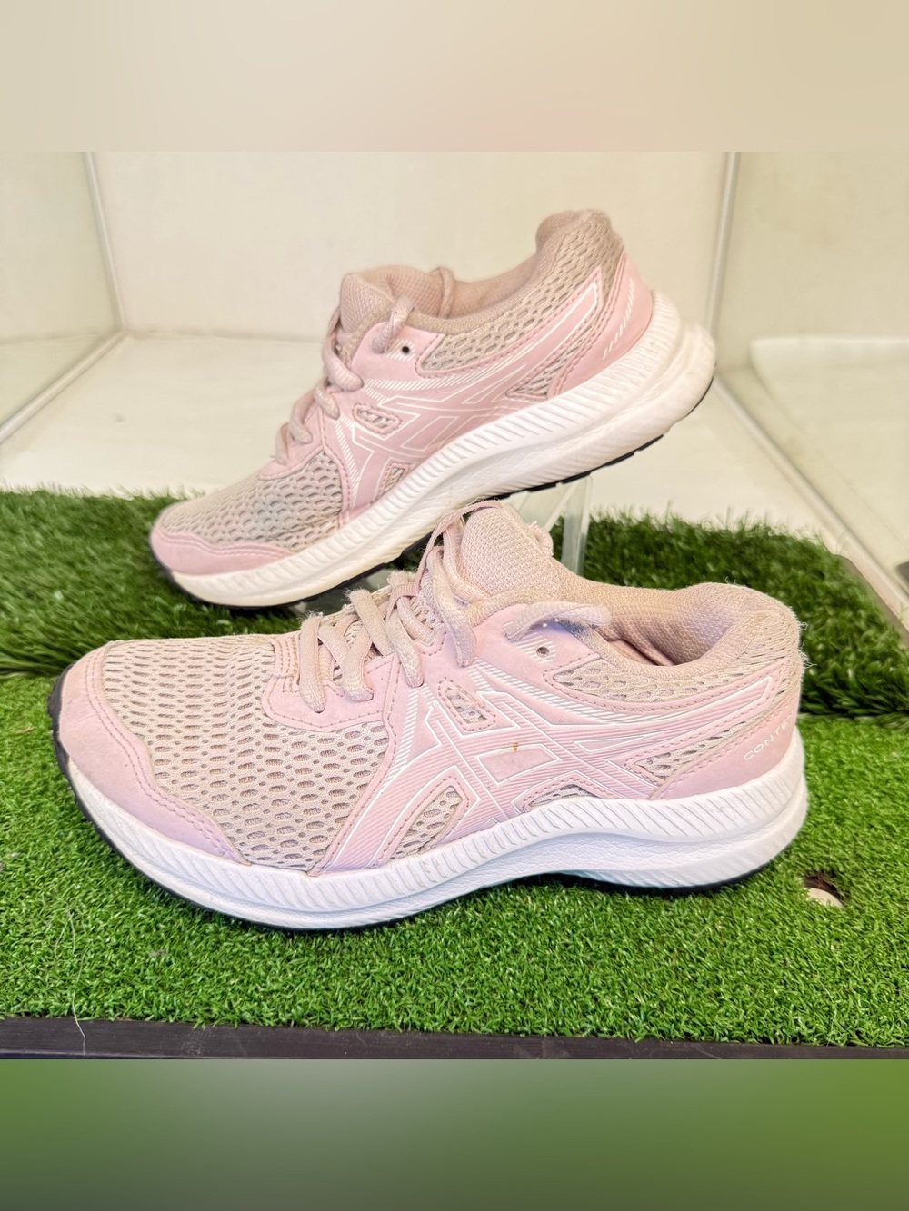 Asics Pink Girls' Mesh Lace-Up Sneakers